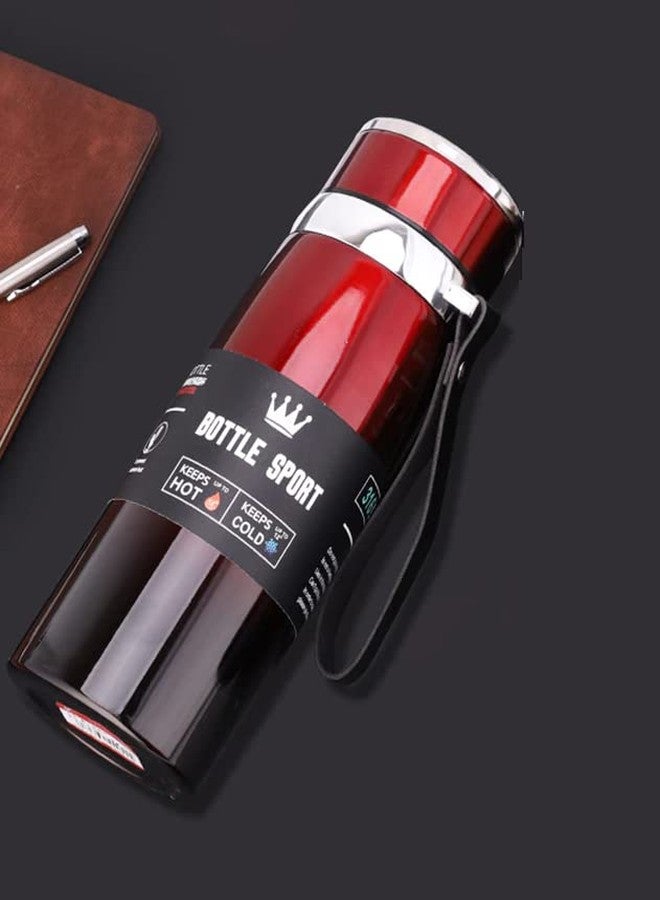 ستار ورك زجاجة مياه من الفولاذ المقاوم للصدأ سعة 800 مل من ستار وورك للرجال والنساء والأطفال | ترمس | ترمس قابل لإعادة الاستخدام مانع للتسرب للمنزل والمكتب والصالة الرياضية والثلاجة والسفر (0.8 لتر) (لون عنابي) - Image 3